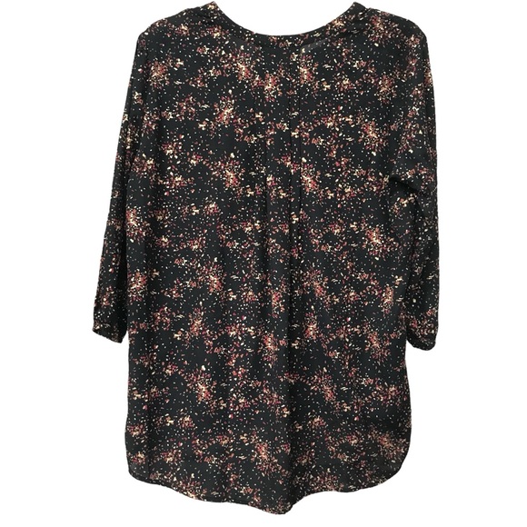 Hawthorn size M Black Print Blouse Metallic gold terra cotta brown magenta - Picture 3 of 6